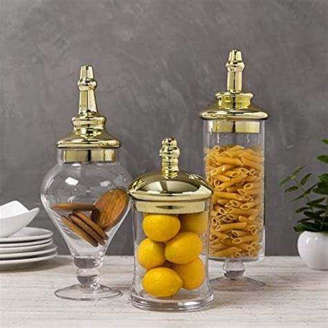 metal and glass apothecary house|MyGift 4 Piece Set Antique Clear Glass Bathroom .